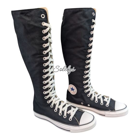Converse 2012 OG XXHI Knee High Black Canvas Sneaker Boot Bundle 7.5 RARE NEW - Picture 4 of 12